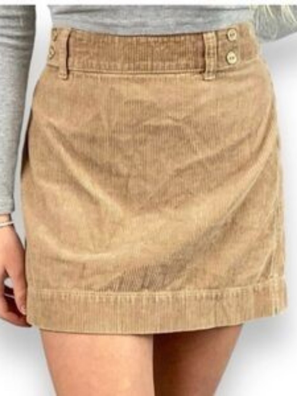 VTG Ann Taylor LOFT Tan Corduroy Mini Skirt Coquette Cottagecore Y2K Utility 6